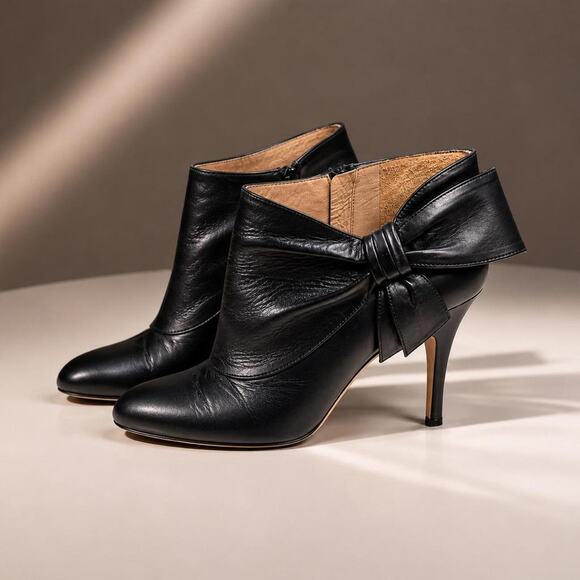 Valentino Shoes - Valentino Garavani Black Leather Bow Ankle Boots Italy Sz 38 Luxury Stiletto